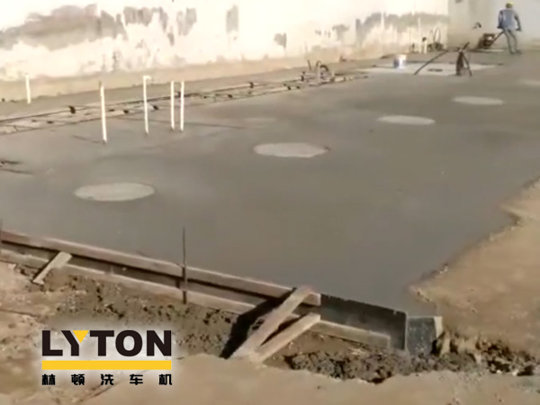 中石化lyton fx11 9刷隧道式全自動洗車機土建施工完畢！洗車設(shè)備即將安裝！